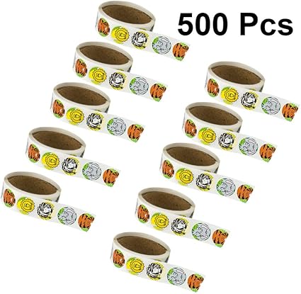 Amazon Nuobesty 1ロール500ピース動物ステッカーラウンド自己粘着紙ステッカーdiyクラフト食品ラベル用クッキーショップ 荷札シール 文房具 オフィス用品