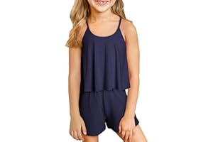 blibean Teen Girls Adjustable Strap Top 2 Piece Ribbed Shorts Sets 4-13 Years