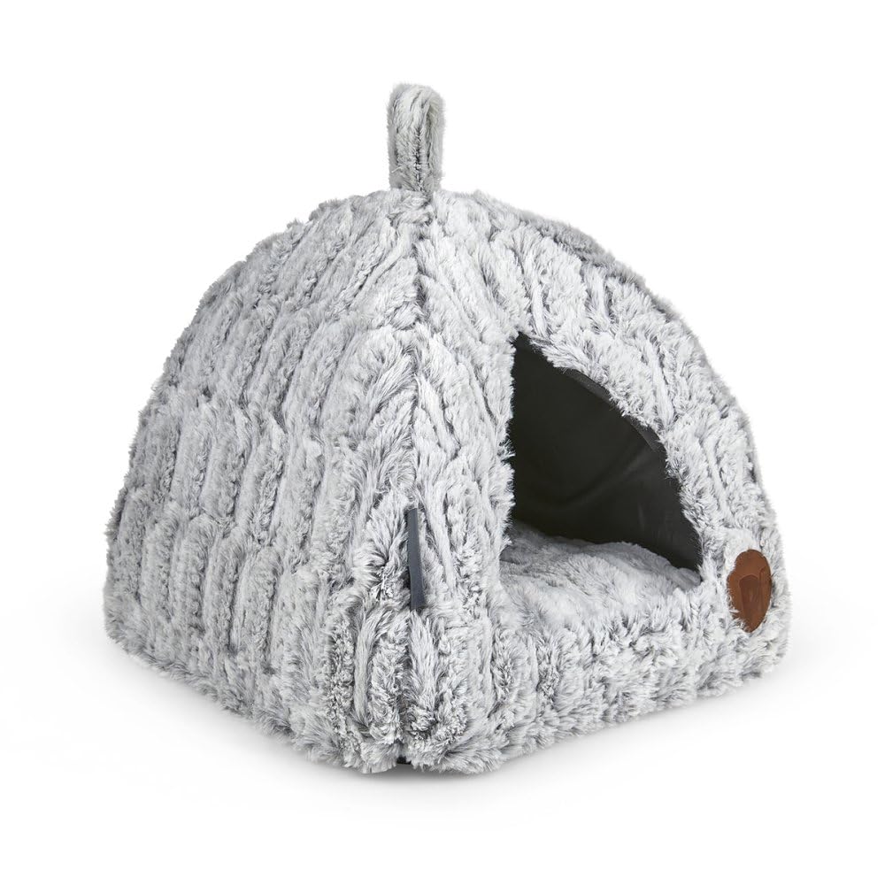 Petface Luxury Bamboo Plush Cat Igloo Bed, Cosy Pet Hideaway for Cats and Kittens, Includes Removable Cushion, 40D x 40W x 35H cm — image 1