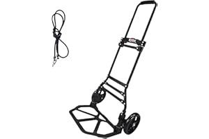 RJTEK Folding Hand Truck & Dolly, 220lb Capacity, Telescoping Handle, Heavy-Duty Lightweight Luggage Cart, Ideal for Home, Auto, Office & Travel Use