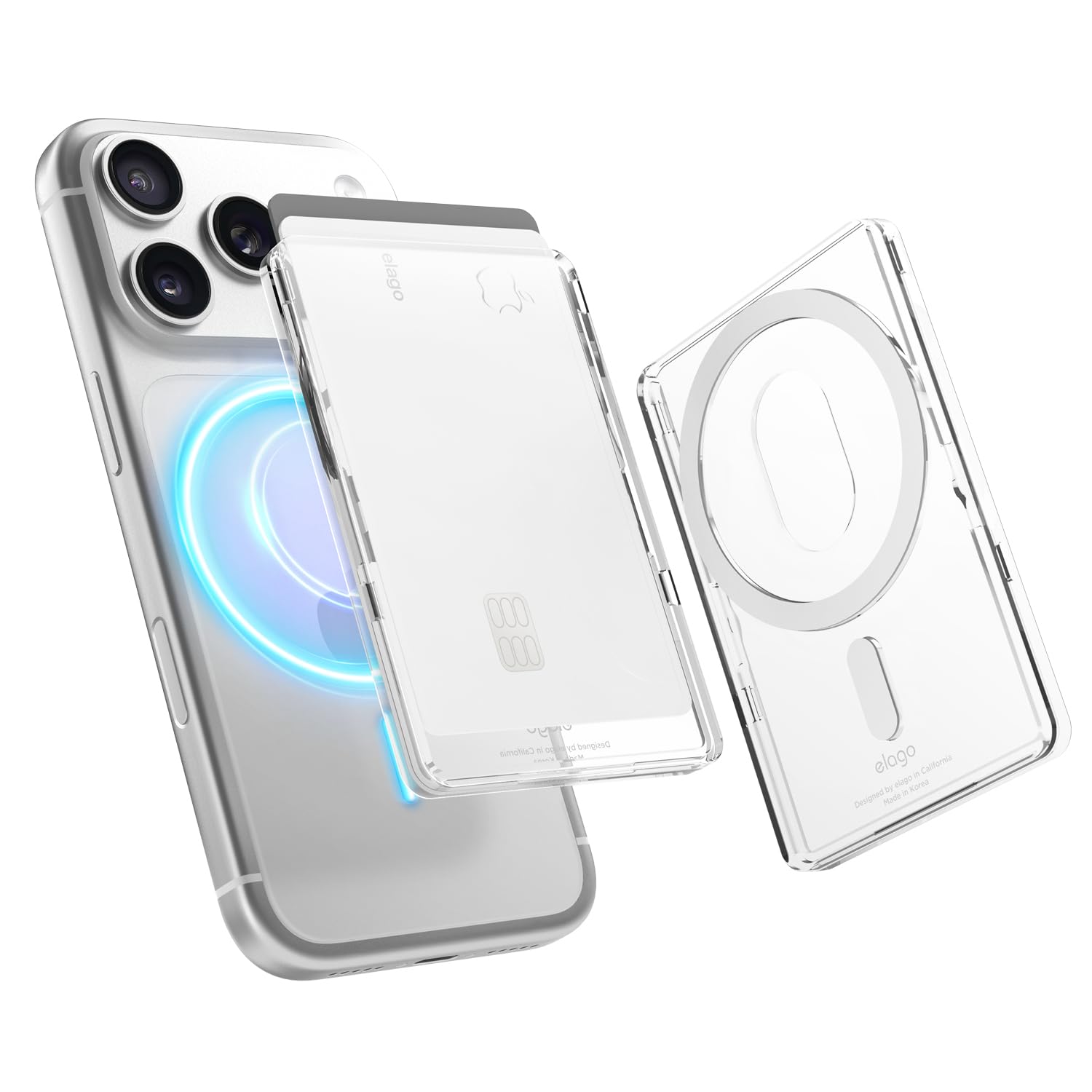 elago Clear Magnetic Card Holder Compatible with MagSafe Compatible with iPhone 17,16,15,14,13,12 Series - Secure Phone Wallet,Durable Polycarbonate Construction,Scratch Damage Protection(Transparent)