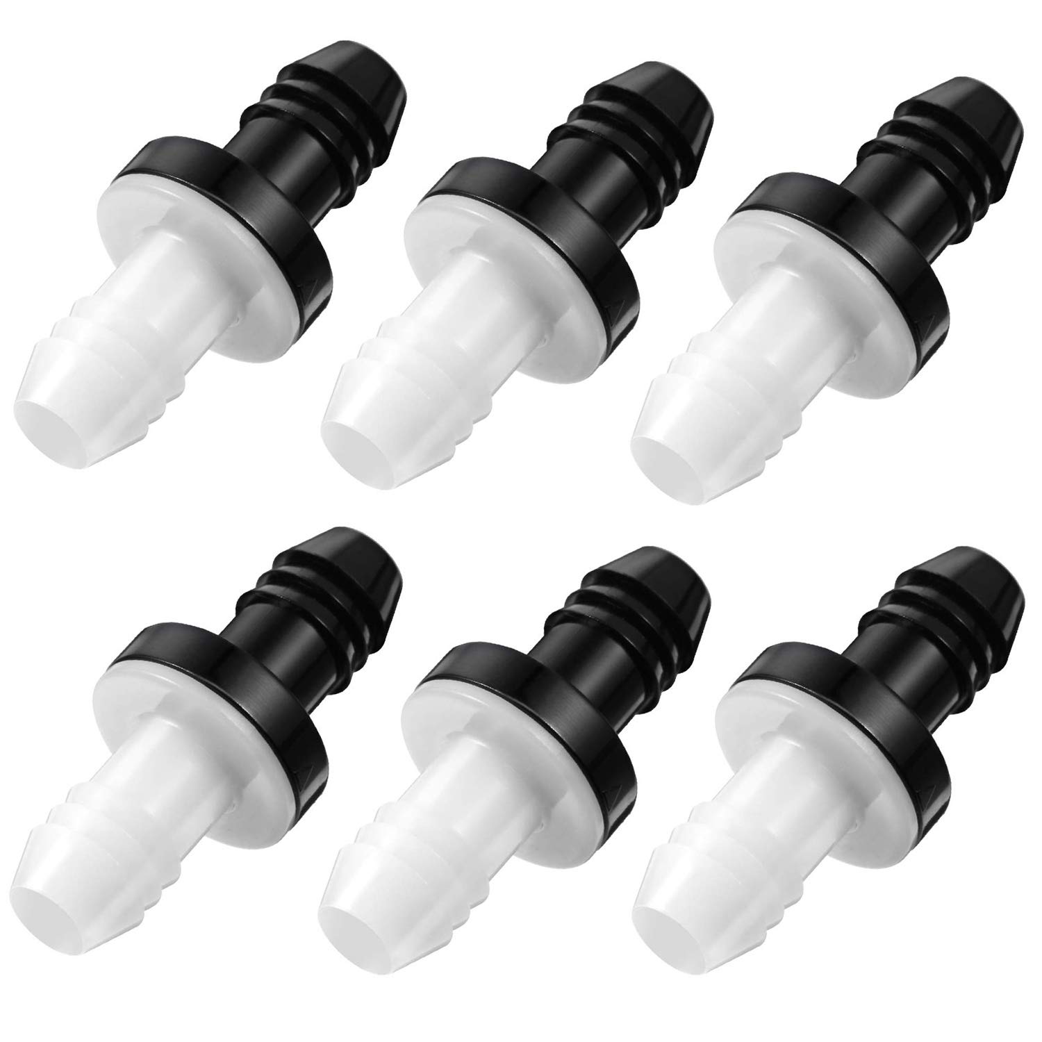 Photo 1 of 6 Pieces One Way Inline Check Valve Bulk 3/8 Inch 10 mm ABS Plug-in Check Valve Fuel Water Gas Air One-way for Liquids and Gas