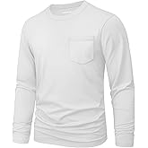 MAGNIVIT Men's Long Sleeve Cotton Shirts with Pocket Crew Neck Casual T-Shirt Regular Fit Solid Top Soft Shirt 2026