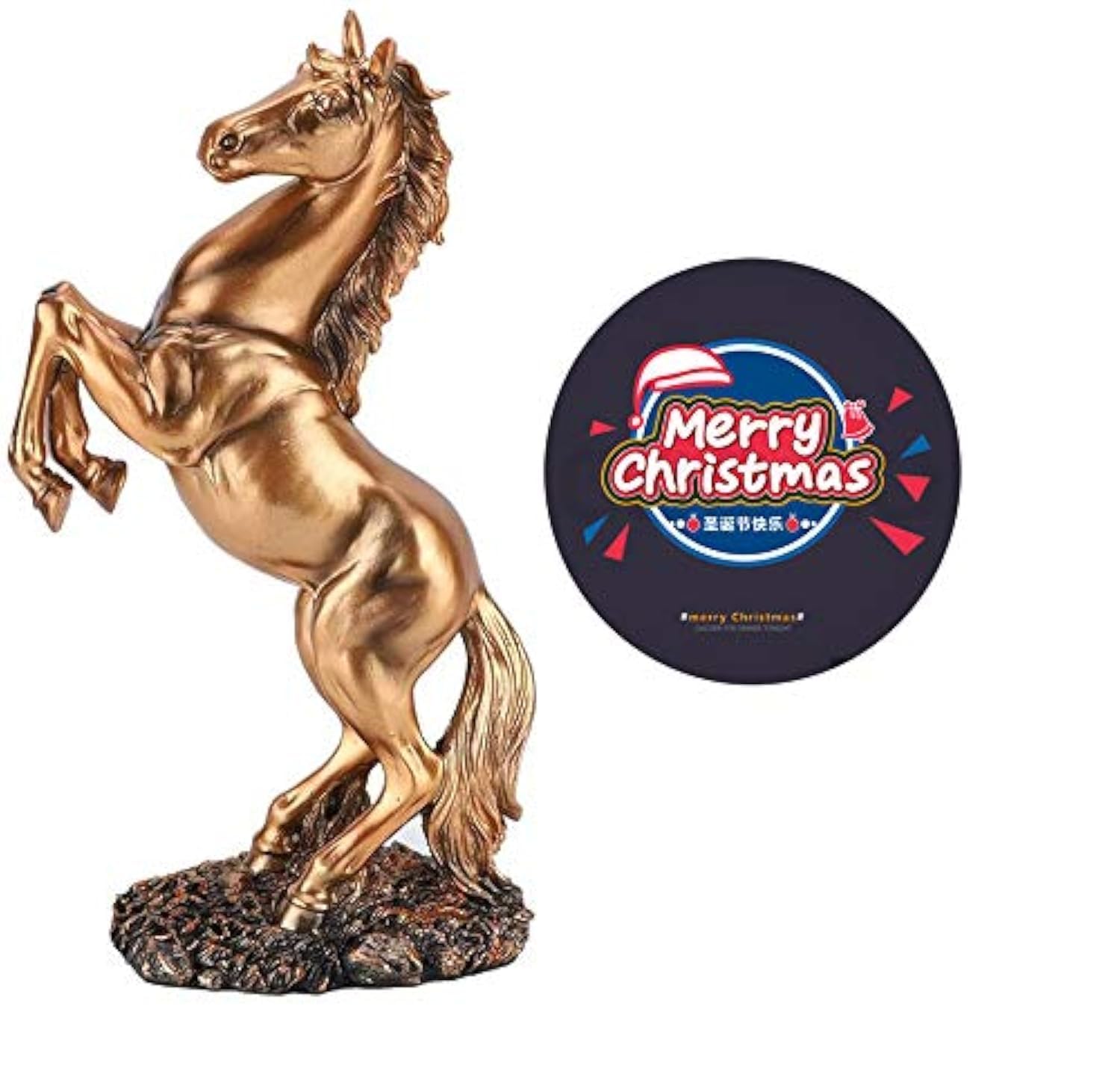 Figurine Horse, Resin Statue Braided Horse with Meaning of Success, Modern Sculpture for Desk Decor, Suitable for Home Businesses Guest Room Restaurant(Bronze)