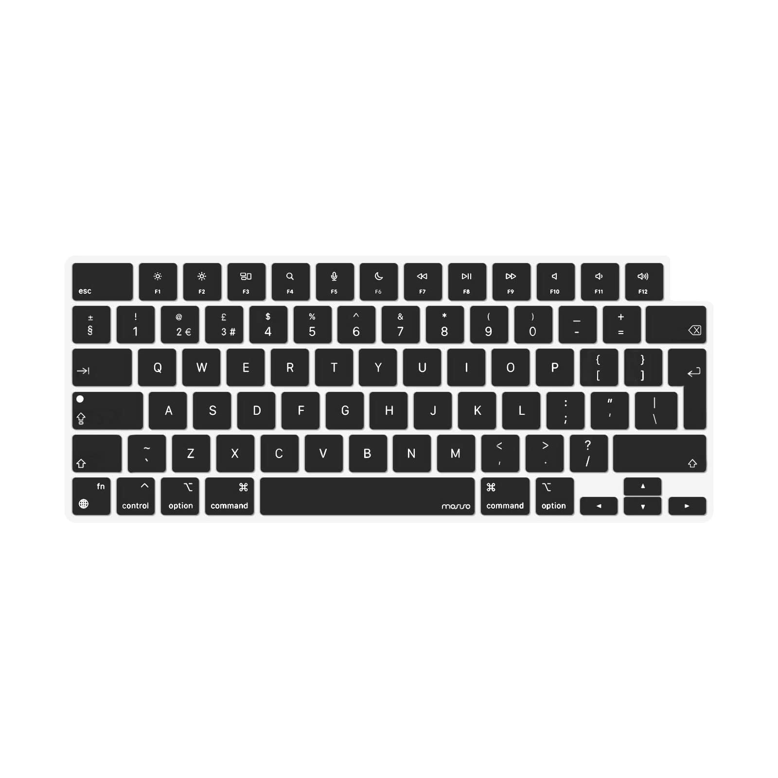 MOSISO Keyboard Cover Skin Compatible with MacBook Air 13.6 M3 A3113 M2 A2681 2025-2022, for MacBook Air 15 2025-2023, for Mac Pro 14/16 inch M4 M3 M2 M1 2021-2025, EU Layout, Black