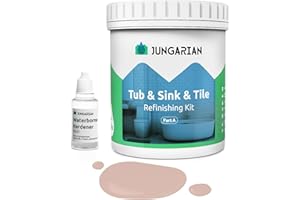 Jungarian Tub and Tile Refinishing Kit 35oz, Low Odor Countertop Paint, Shower Sink Paint for Bathroom Kitchen, 50-55sq.ft Semi-Gloss Bella Pink