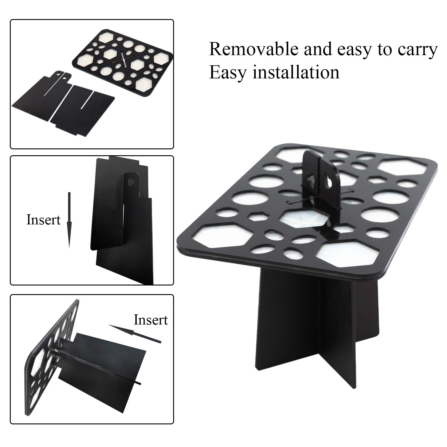 BEAKEY Makeup Brush Drying Rack Air Tree Tower Organizer Folding Brush Holder Cosmetic Shelf Tools [Updated Version]-28 Holes Mix Size, Black: Beauty