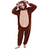 Viyorshop Unisex Adult Animal Onesie Pajamas Brown Bear One Piece Pajamas for Halloween Costume Sleepwear Homewear