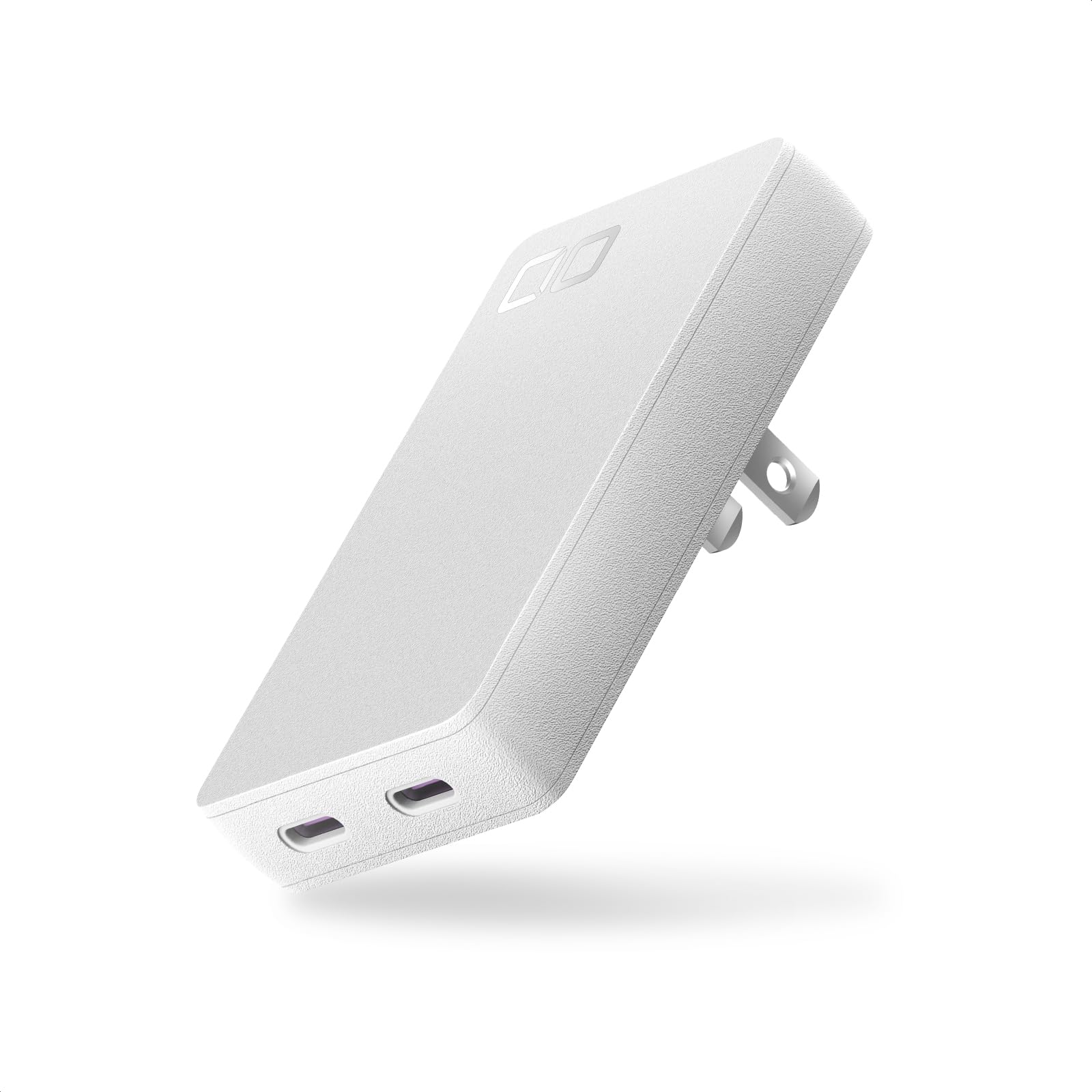 CIO NovaPort SLIM DUO 65W 2C [極薄 14ｍｍ CIO独自技術 NovaIntelligence搭載] PD GaN 高出力 2ポート Type-C 小型 急速充電器 タイプc USB 同時充電 iPhone 17 / Air / 16 / 15 Android Macbook iPad ノートPC (ホワイト)