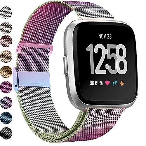 MEFEO Compatible with Fitbit Versa Bands, Stainless Steel Metal