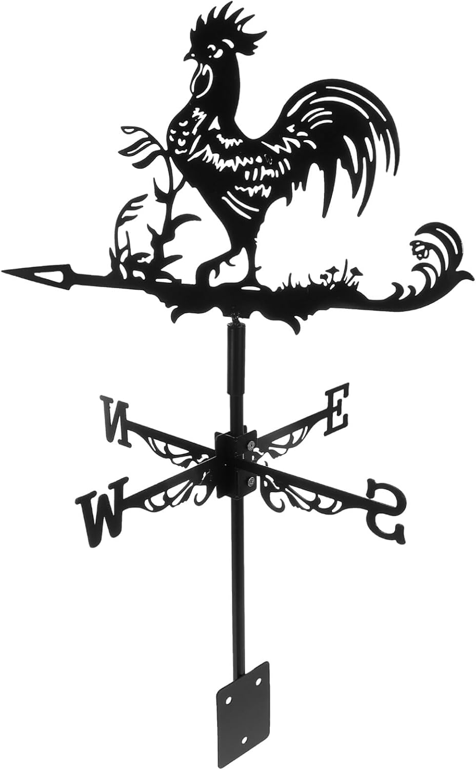 Weathervanes - Happyyami Rooster Wind Vane Rooftop Weather Vane Retro Metal Wind Direction Indicator Farm Scene Garden Art Decor for Roof Garden Patio Backyard Chicken Coop Barn Decorations