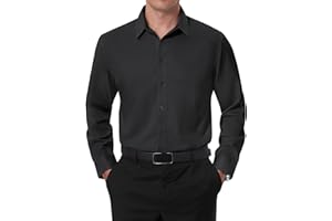 DEMEANOR Stain Sheild Dress Shirts for Men Dress Shirts Slim Fit Button Down Long Sleeve Dress Shirt Formal Business