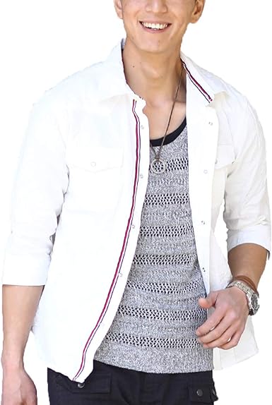 Amazon Menz Style メンズスタイル メンズ デニムシャツ カジュアルシャツ カジュアル シャツ デニム 7分袖 シャツ 通販