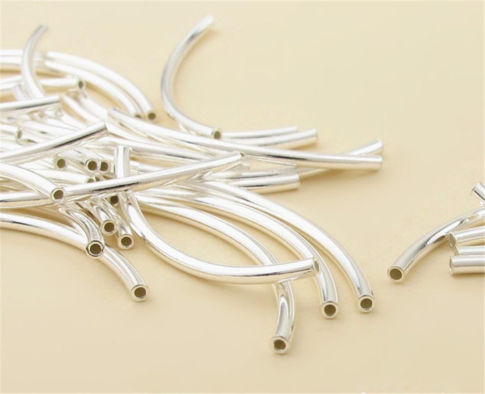 Great Beads 10pcs Sterling Silver Curved Tube Bead 925 Silver Spacer Bead 9 sizes to choose (T001S)
