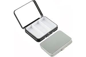 2Pcs Pill Case with Compact Mirror, Small Pill Box, Portable Metal 3 Compartment Organizer for Travel Container, Pocket Purse