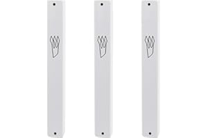 HOLYUDAICA 3-Pack Classic Aluminum Mezuzah Case - Easy Peel and Stick, Weather Proof - Door Mezuzah Made In Israel (White, 4.7inch)