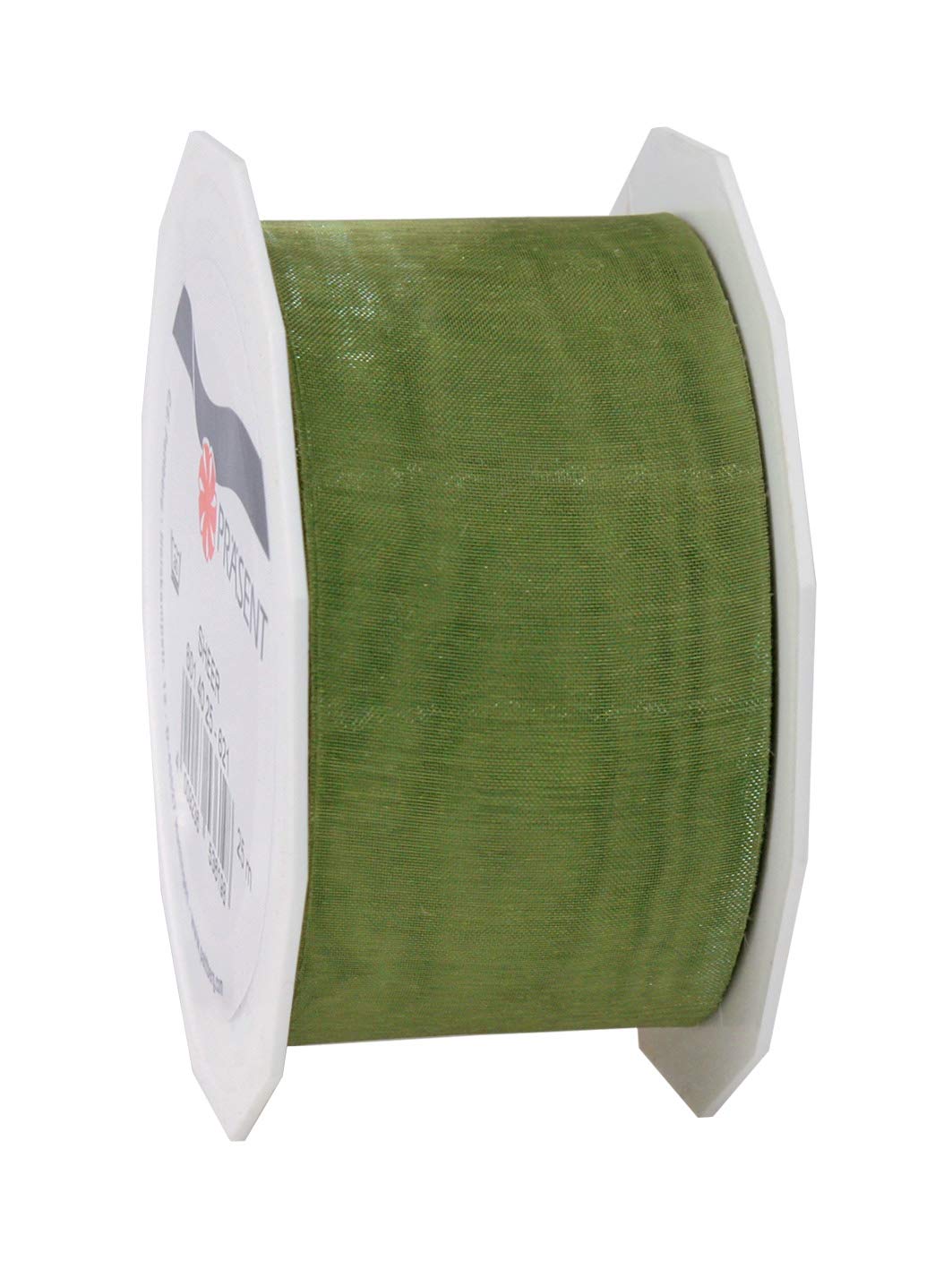 PRÄSENT Organza Ribbon, Polyester, Olive, 40mm-25m — image 1