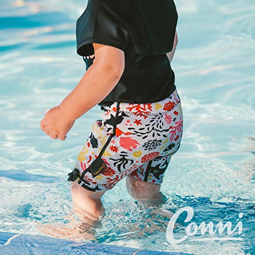Conni Kids Containment Swim Short Washable Swim Diaper for Incontinence and Potty Training, Sand Castle, Size 6-8