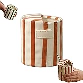 Novelty Coffee Mug Espresso Cups 10oz Ceramic Coffee Mugs Porcelain Coffee Cup Hand-Painted Striped Art With Sip Hole for Coffee Tea Heat-Resistant Non-Slip Mug (Brown)