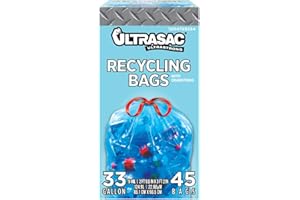 Ultrasac Blue Recycling Bags 33 Gallon 0.9 MIL, 33.5" x 38" - Pack of 45 - For Recycling, Kitchen, Industrial, & Commercial