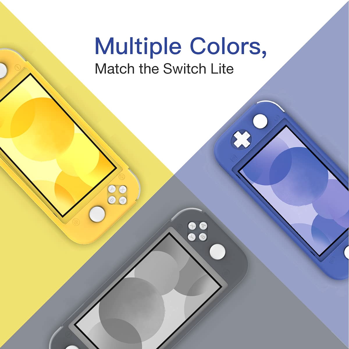 MoKo Protective Case for Switch Lite, Silicone Cover, Shock-Absorption Anti-Scratch Non-Slip Case - Blue