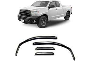 CLIM ART in-Channel Incredibly Durable Rain Guards for Toyota Tundra 2007-2021 Double Cab, Original Window Deflectors, Vent Window Visors, Vent Deflector, Dark Smoke Truck Accessories, 4 pcs- 607065