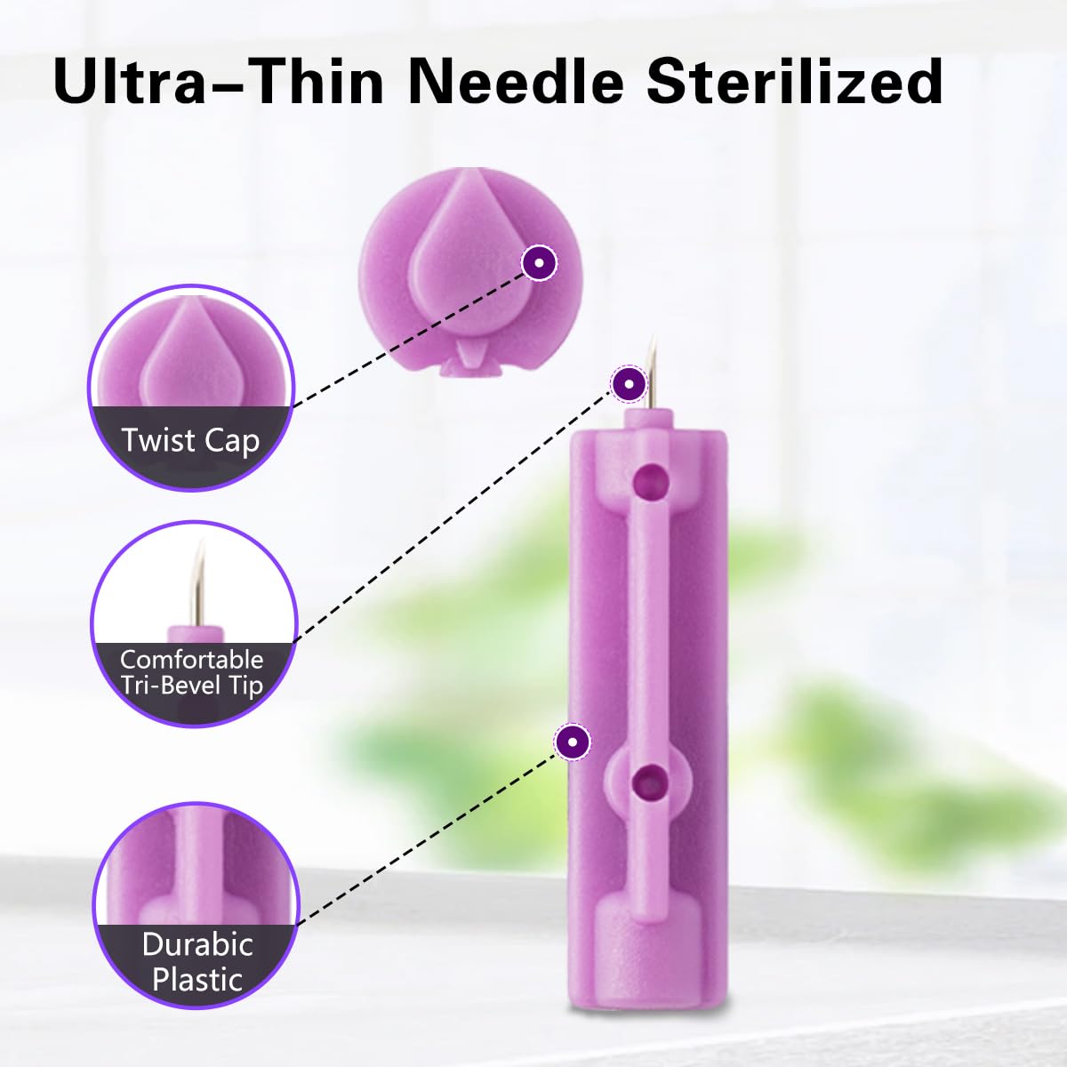 Blood Lancets, Single use, 30 Gauge Twist top Lancets for Diabetes Testing, Fits Most Lancing Devices for Blood Sugar Kit and Glucose Meter - 310 Count per Box - Purple