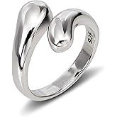 Desnuage Chunky Rings Adjustable Teardrop Minimalist Stackable Ring Statement Open Jewelry for Women Men