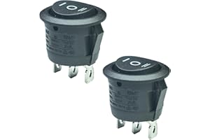 FILSHU SPDT 3 Pins 3 Position ON/Off/ON Rocker Toggle Switch,3 Way Round Rocker Switch 6A/250V 10A/125V AC,Use for Car Auto Boat Household Appliances(2pack)