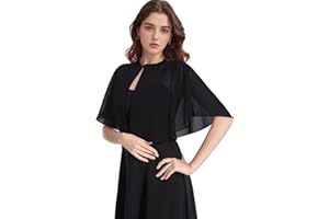 Eyibenlilan Soft Chiffon Shawl Wraps Shrug for Evening Dress Wedding Vintage Style Cape for Women