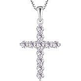 STARCHENIE Cross Necklace Sterling Silver Crucifix Pendant Gemstones Jewelry for Women