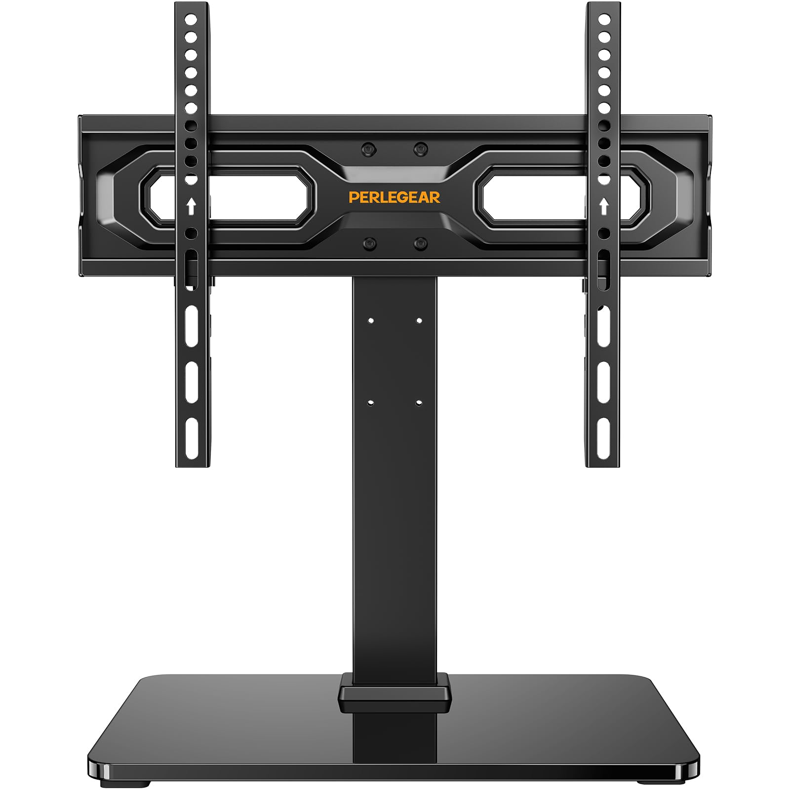 Photo 1 of Perlegear Tabletop TV Stand, Universal TV Stand for 23–60 Inch LCD LED OLED TVs, Height Adjustable TV Base Stand with Tempered Glass Base Cable Management,VESA 400x400mm, PGTVS02