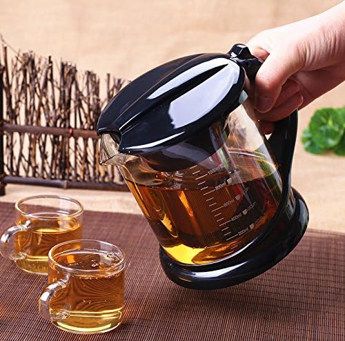 Nicelucky 1000ml Glass Teapot with Infuser, Borosilicate Glass Stovetop Safe, Blooming and Loose Leaf Teapot and Tea Strainer