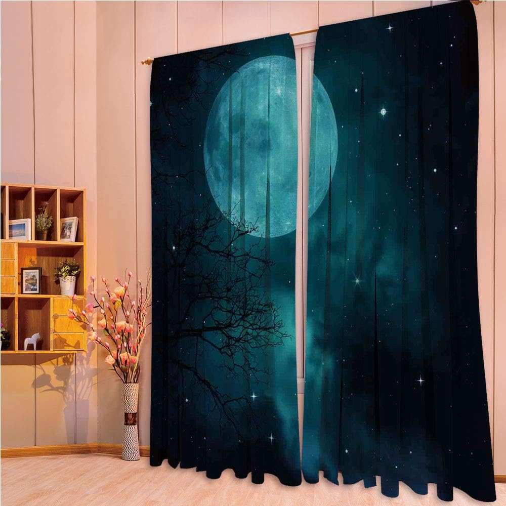 ZHICASSIESOPHIER Print Kids Curtains,Polyester Curtains Panels for Bedroom,Living Room,Cosmos Space Themed Mystical Twilight Celestial 108Wx95L Inch