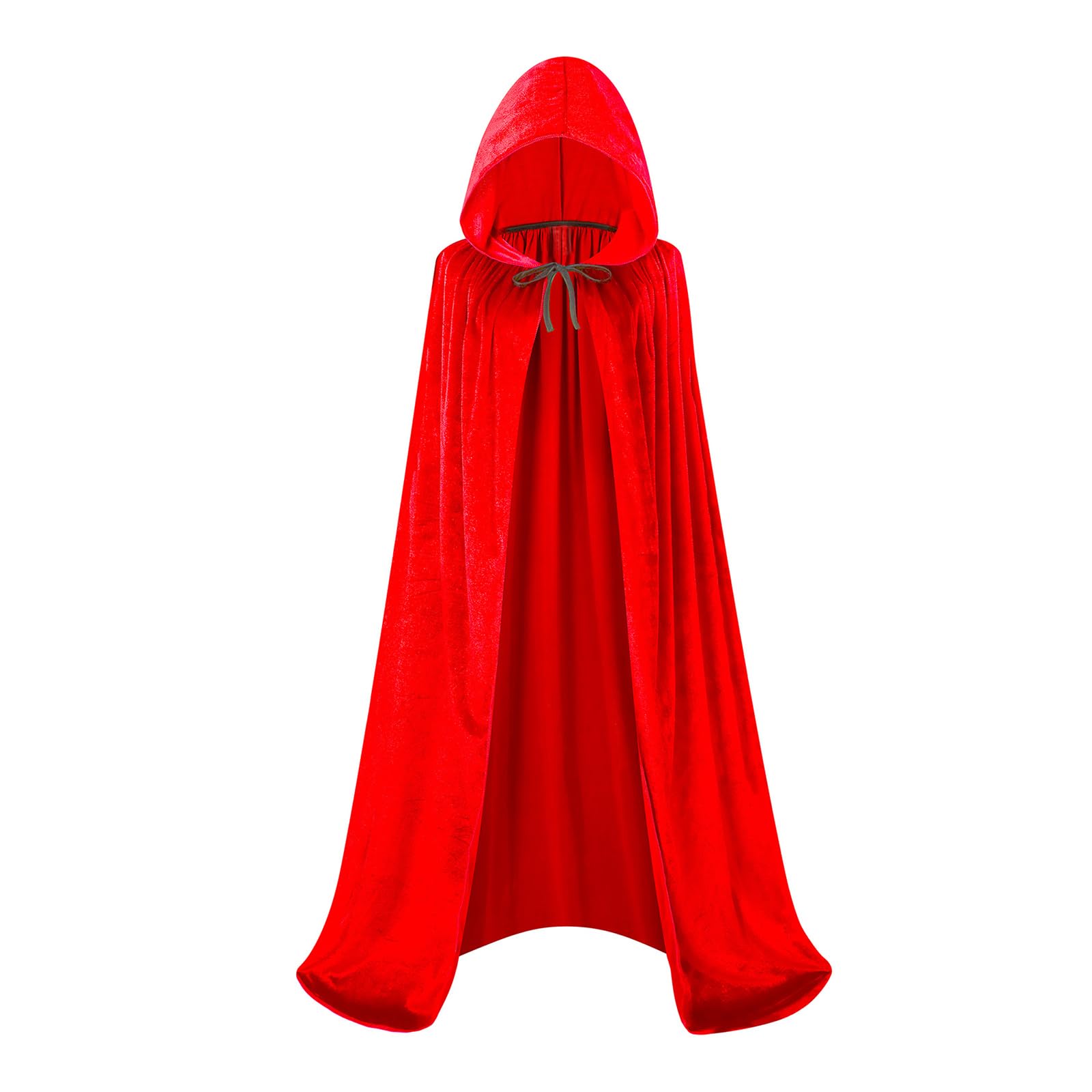maxToonrain Velvet Hooded Cape for Adults, Unisex Cloak with Hood for Halloween Christmas World Book Day Fancy Dress Costume (170cm, Red)