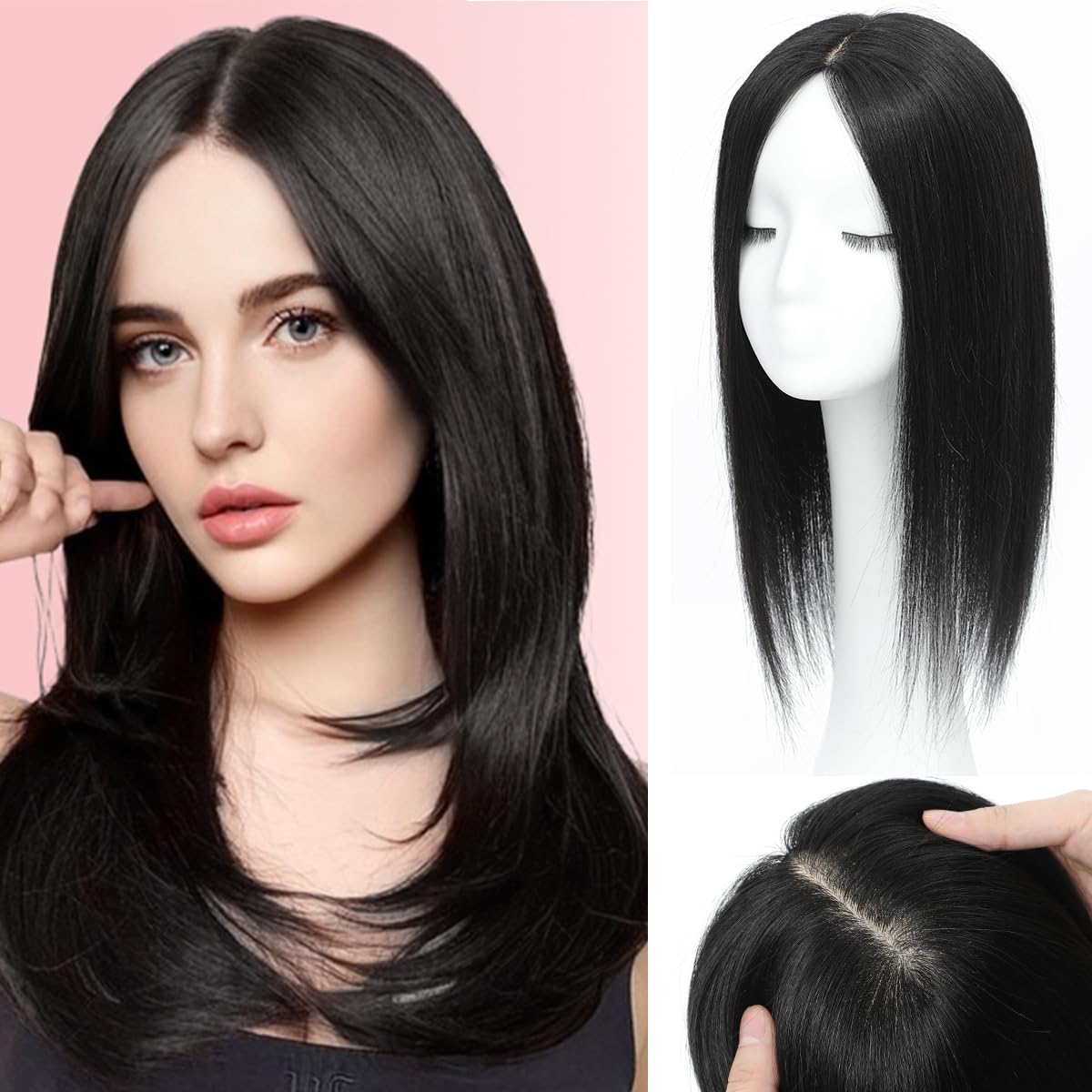 Hair Toppers for Thinning Hair Women Real Hairs 16In Hairs Toppers 7x7inch Skin Scalp Big Base Cover Thinning Hari/Loss Top Pieces Wiglets Cover Large/scalp reality