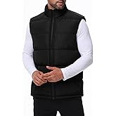 Polu Men's Puffer Vest Water-Resistant Sleeveless Jacket Stand Collar Zipper Winter Warm Outerwear