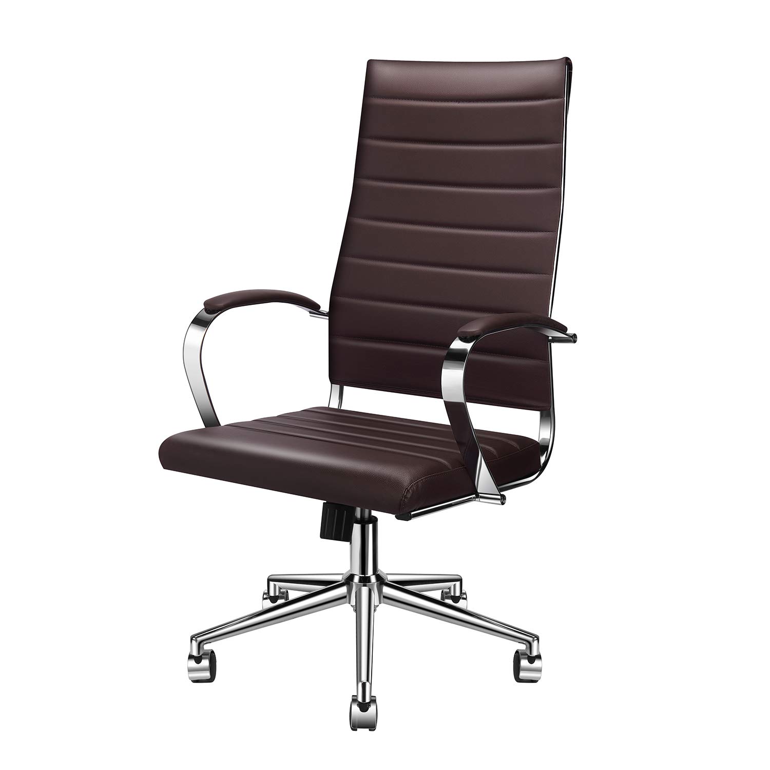 LUXMOD High Back Office Chair Brown, Ergonomic Office Chair In Vegan