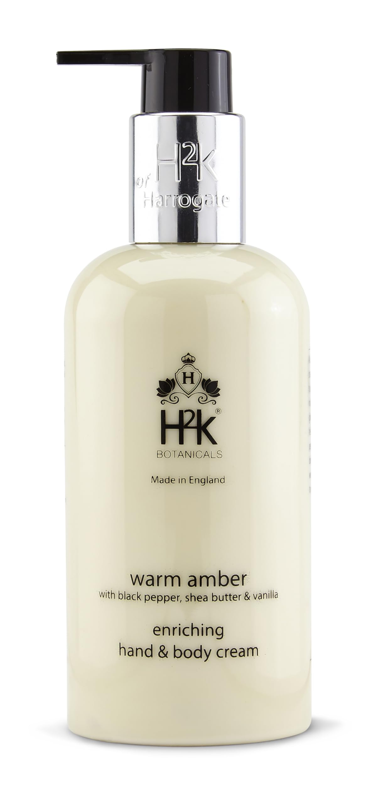 Moisturising Shea Butter Hand & Body Cream, Black Pepper Scented (250ml) Warm Amber by H2K Botanicals — image 1