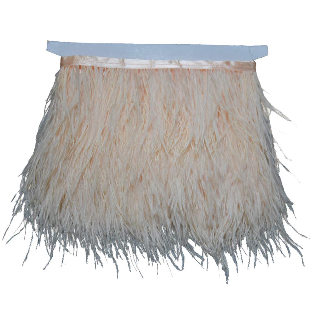 KOLIGHT Pack of 9m Natural Dyed Ostrich Feathers 9~12cm Trim Fringe for DIY Dress Sewing Crafts Costumes Decoration (Champagne)