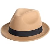 Zylioo XXL XL L Fedora Hat for Men Women, 1920s Short Brim Felt Trilby Hat | Adjustable Inner Band With Ribbon Trim And Short Brim Style For Dress Wear, Travel, And Daily Outfits