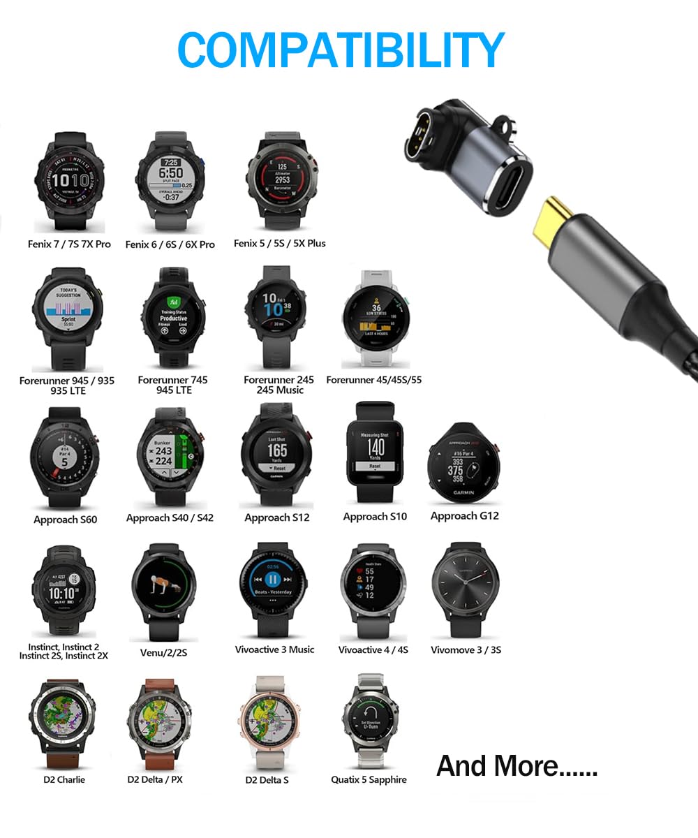 USB-C zu Garmin Watch Ladeadapter 4-Pack,USB C Ladekabel Uhr Adapter für Garmin Fenix 8/7/7X,Vivoactive 6 5 4S,Forerunner 970/570/165/965/955/945/265/255/55,Venu 3/3S/2S/SQ,Epix Pro 2,Instinct,Tactix 8