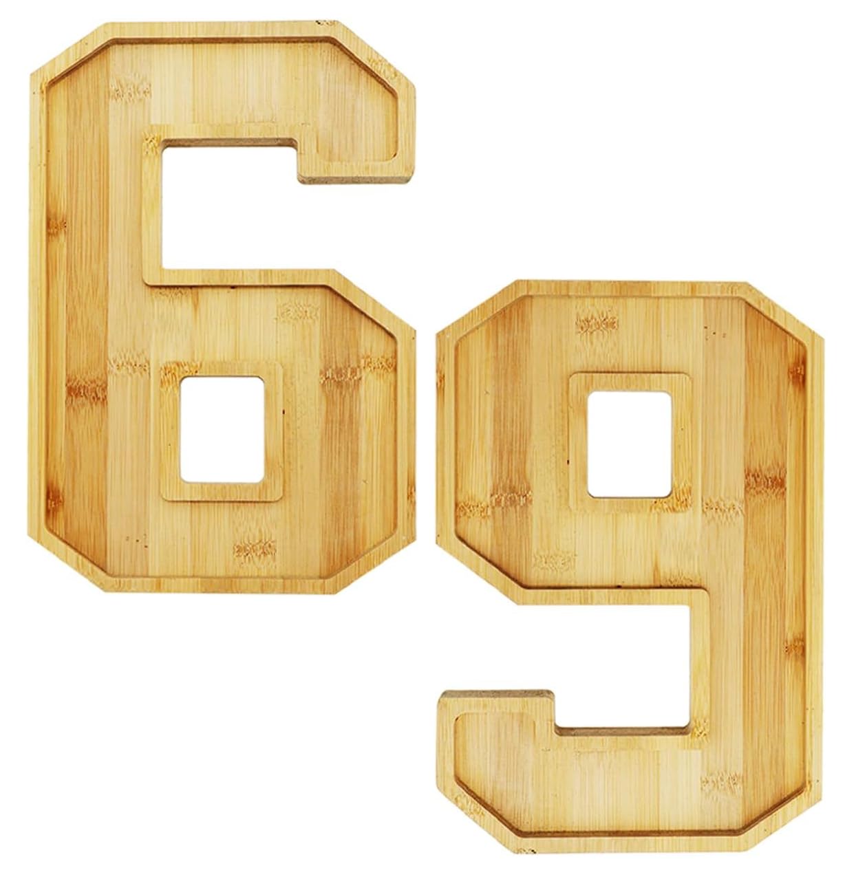 Photo 1 of 15.8'' Bamboo Charcuterie Fillable Board Box, Reusable Alphabet Number 6 or 9 Shaped Form Tray for Birthday Anniversaries, Serving Tray for Birthday Party Decor Serving Plates Display Candy Cake