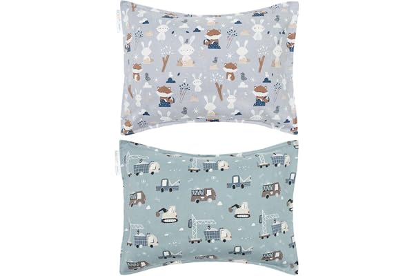 ALVABABY Toddler Pillowcases 2 Pack Organic Cotton Kids Pillow Cover Fit 13"x 18" or 14"x19" Envelope for Girl Boy