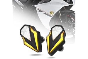 KICRY Flush Mount Turn Signals Motorcycle LED Sequential Blinkers 3 Wire Front Indicators Compatible with Yamaha YZF R1 R3 R6 R6S FJ 09 FZ MT 07 09 Honda Kawasaki Suzuki BMW(White&Amber)