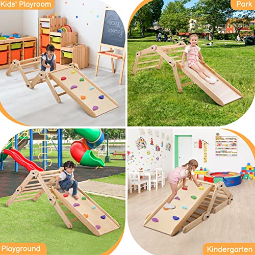 Dripex Pikler Triangle Climber with Ramp, 8 in 1 Foldable Wooden