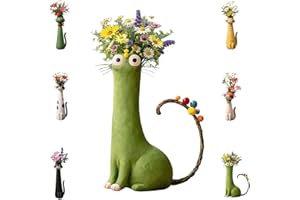 Handcrafted Quirky Cat Vase, Whimsical Ceramic Cat Flower Vase, Small Minimalist Cats Ornament, Cute Animal Decor for Desk, S