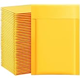 packbabol Kraft Bubble Mailers 4x8 Inch 100 Pcs,Small Self-Sealing Mail Shipping Bags,Yellow Padded Envelopes #000