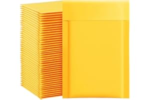 packbabol Kraft Bubble Mailers 4x8 Inch 100 Pcs,Small Self-Sealing Mail Shipping Bags,Yellow Padded Envelopes #000