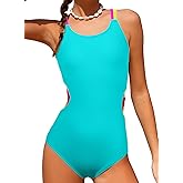 blibean Girls Swimsuit One Piece Bathing Suit Cutout Colorblock Swimwear with Chest Pad 6-15 Years